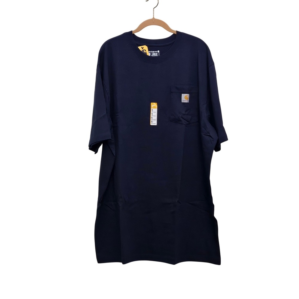 Carhartt Pocket T-Shirt Mens XLT Navy Blue Loose Fit Cotton Workwear Heavyweight
